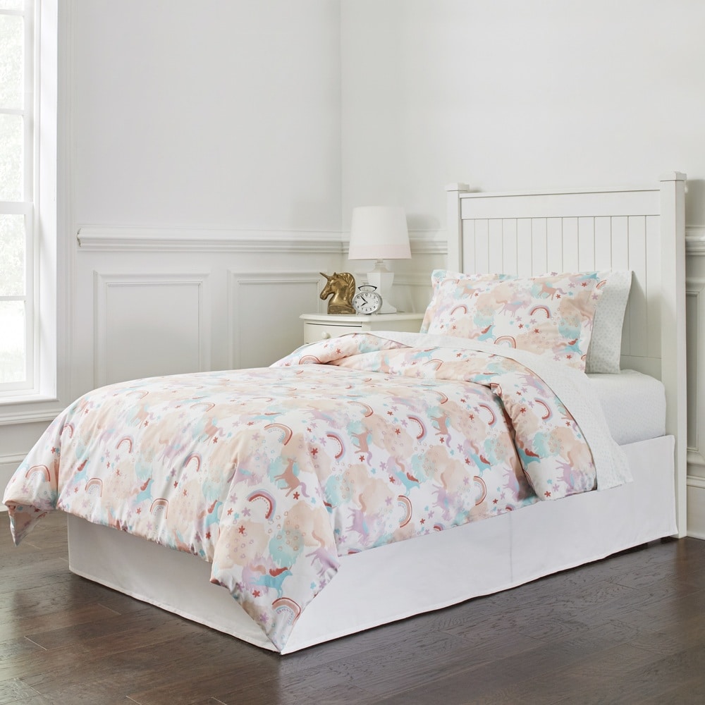 Set di piumoni in cotone stampato con unicorno Lullaby Bedding, 4 pezzi
