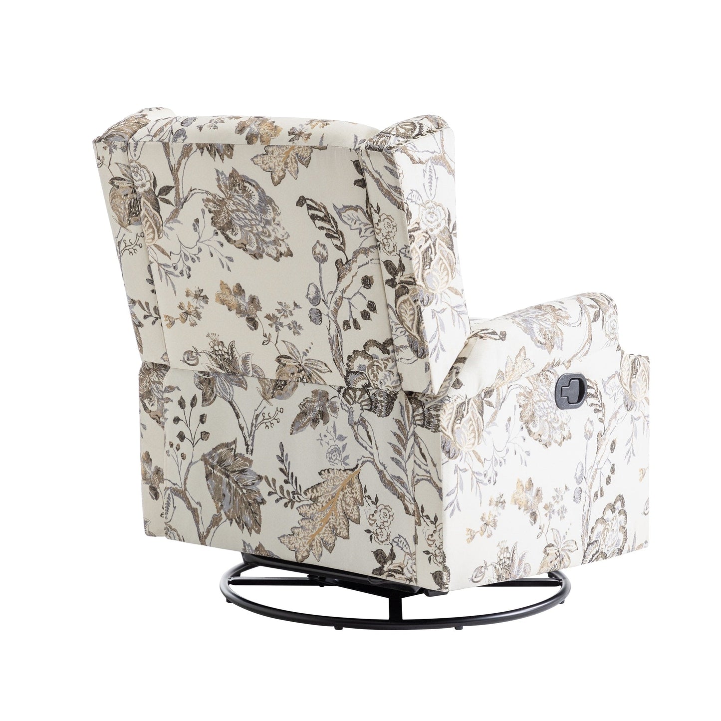 Poltrona reclinabile girevole manuale con schienale a spinta, motivo floreale, da 29'' di larghezza
