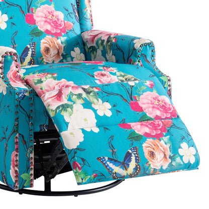 Poltrona reclinabile girevole manuale con schienale a spinta, motivo floreale, da 29'' di larghezza