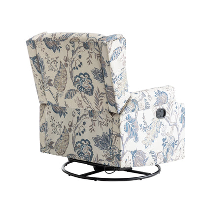 Poltrona reclinabile girevole manuale con schienale a spinta, motivo floreale, da 29'' di larghezza