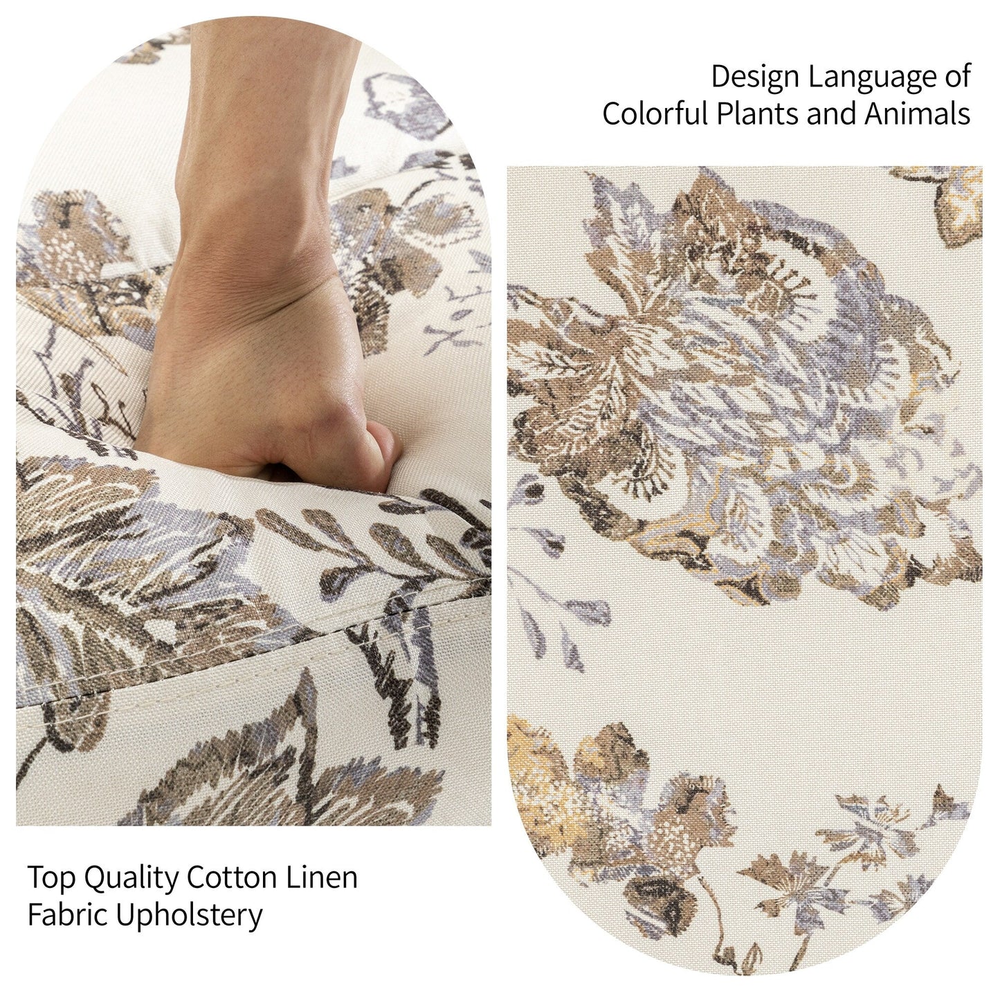 Poltrona reclinabile girevole manuale con schienale a spinta, motivo floreale, da 29'' di larghezza