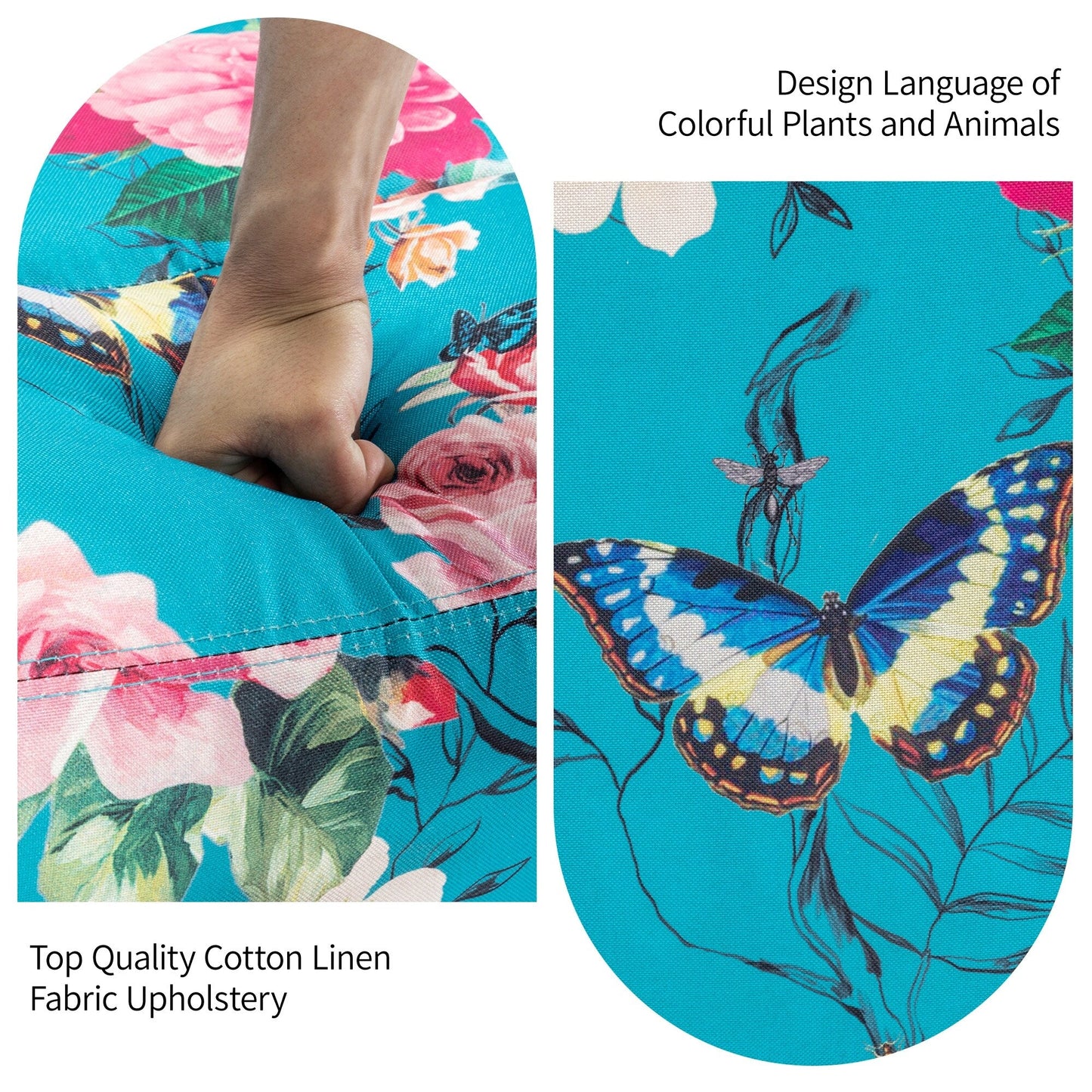 Poltrona reclinabile girevole manuale con schienale a spinta, motivo floreale, da 29'' di larghezza