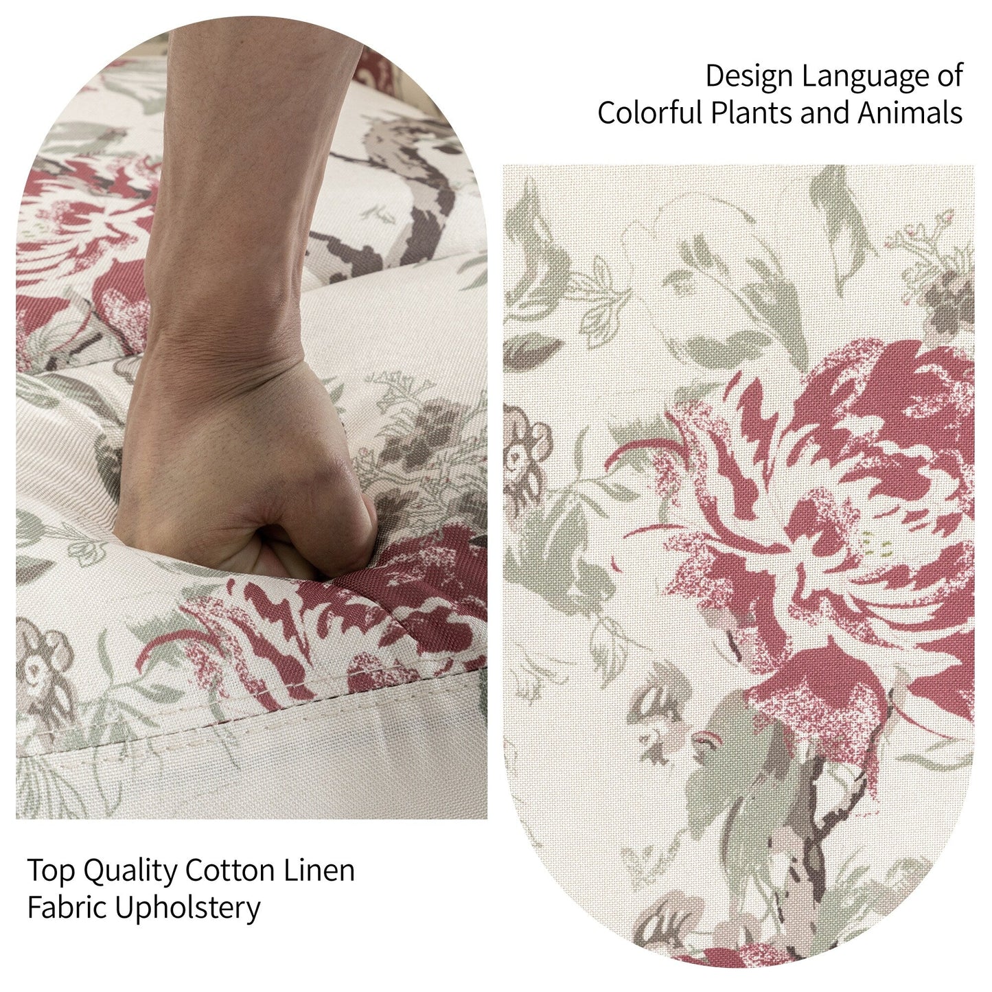 Poltrona reclinabile girevole manuale con schienale a spinta, motivo floreale, da 29'' di larghezza