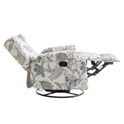 Poltrona reclinabile girevole manuale con schienale a spinta, motivo floreale, da 29'' di larghezza