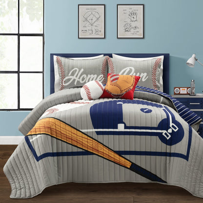 Trapunta reversibile per bambini oversize Lush Decor Baseball Game