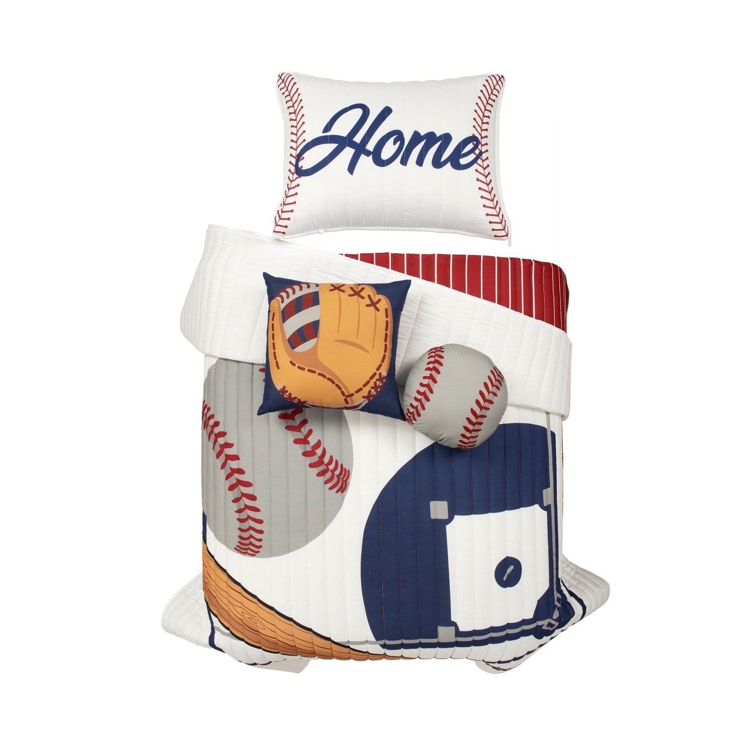 Trapunta reversibile per bambini oversize Lush Decor Baseball Game
