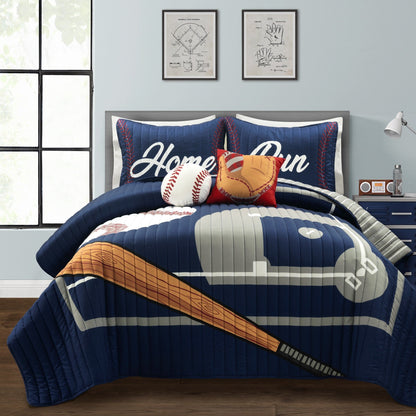 Trapunta reversibile per bambini oversize Lush Decor Baseball Game