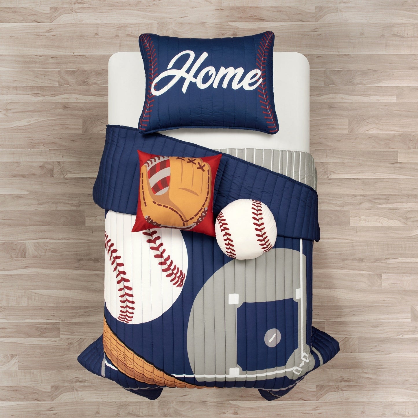 Trapunta reversibile per bambini oversize Lush Decor Baseball Game