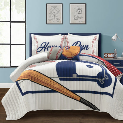 Trapunta reversibile per bambini oversize Lush Decor Baseball Game