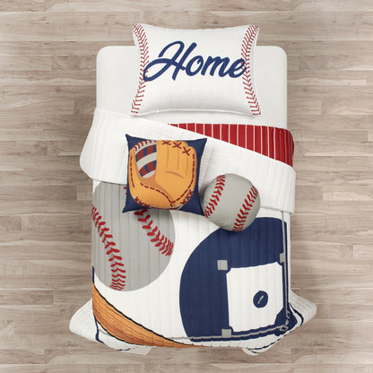 Trapunta reversibile per bambini oversize Lush Decor Baseball Game