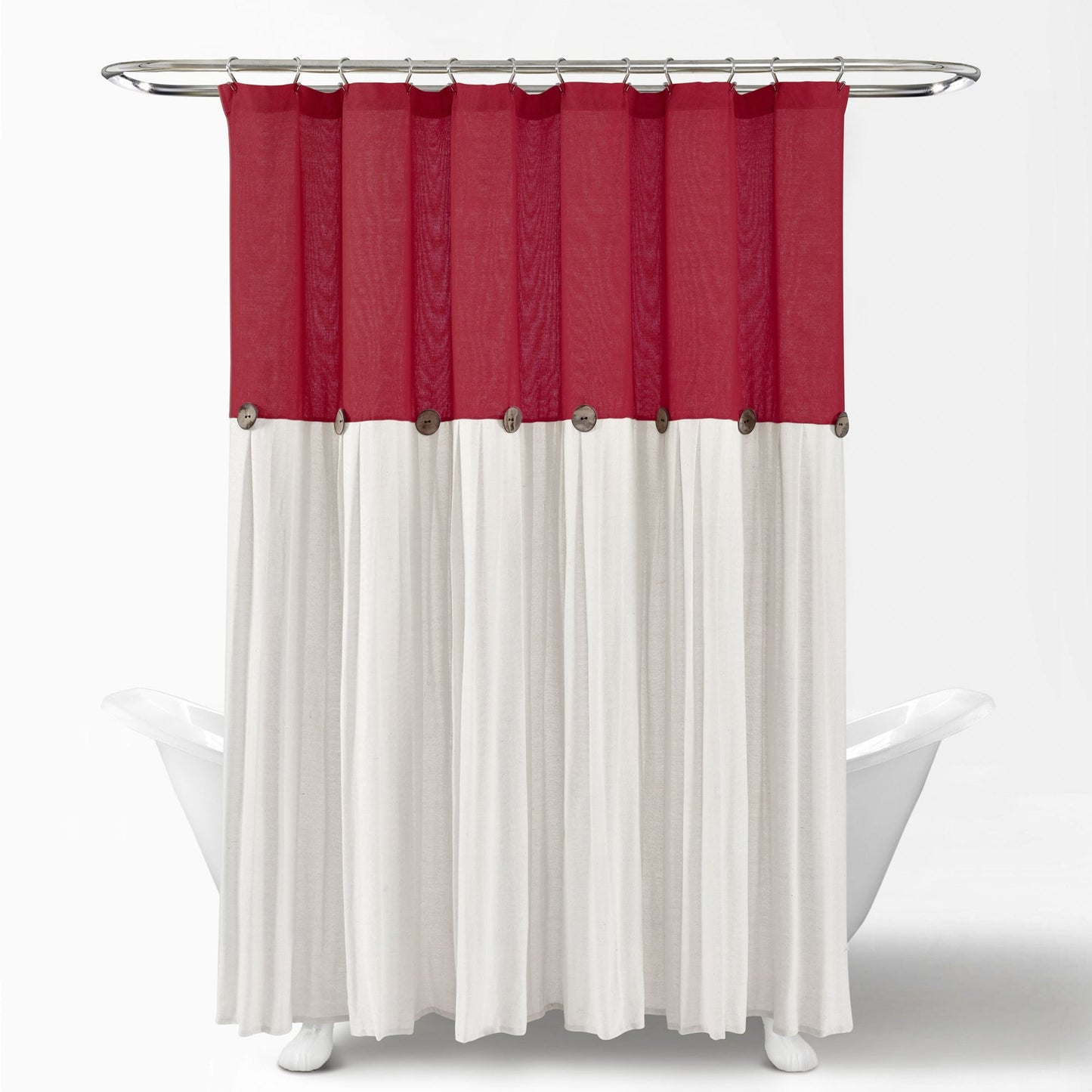 Tenda da doccia con bottoni in lino bicolore Lush Decor