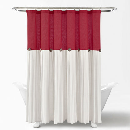 Tenda da doccia con bottoni in lino bicolore Lush Decor