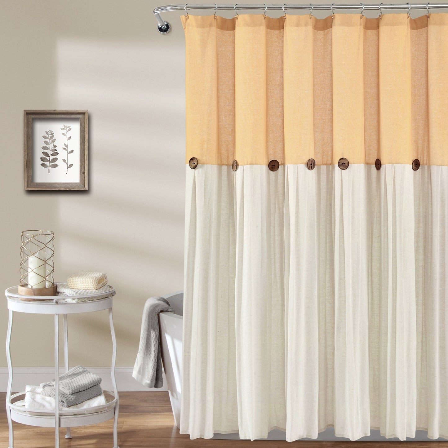 Tenda da doccia con bottoni in lino bicolore Lush Decor