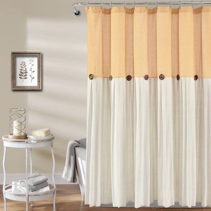Tenda da doccia con bottoni in lino bicolore Lush Decor