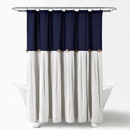 Tenda da doccia con bottoni in lino bicolore Lush Decor