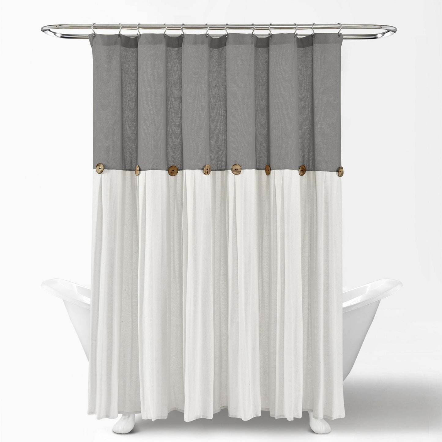 Tenda da doccia con bottoni in lino bicolore Lush Decor