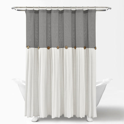 Tenda da doccia con bottoni in lino bicolore Lush Decor