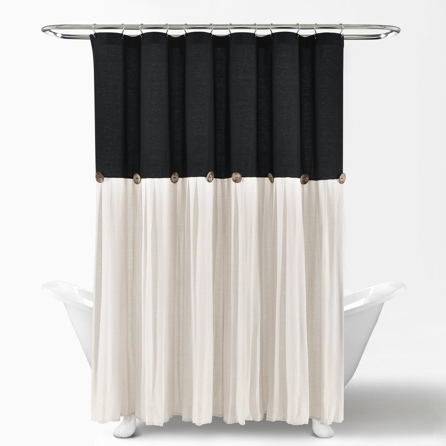 Tenda da doccia con bottoni in lino bicolore Lush Decor