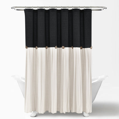 Tenda da doccia con bottoni in lino bicolore Lush Decor
