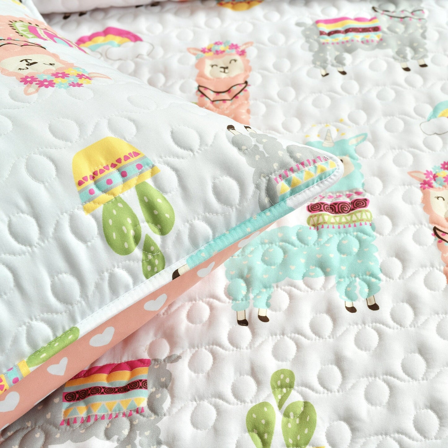 Set trapunta reversibile con stampa Southwest Llama Cactus di Lush Decor