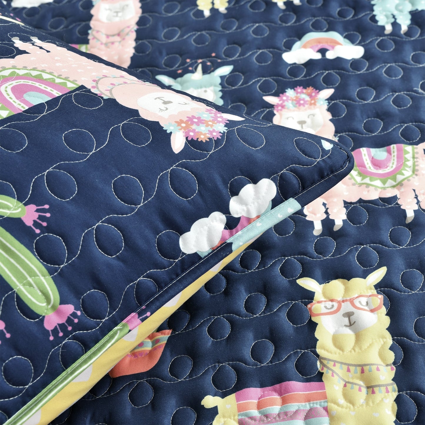 Set trapunta reversibile con stampa Southwest Llama Cactus di Lush Decor