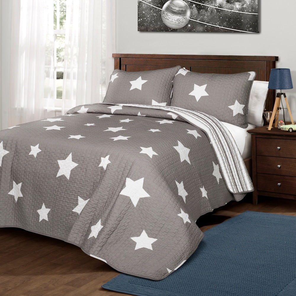Set trapunta in cotone da 3 pezzi con motivo a stelle Lush Decor