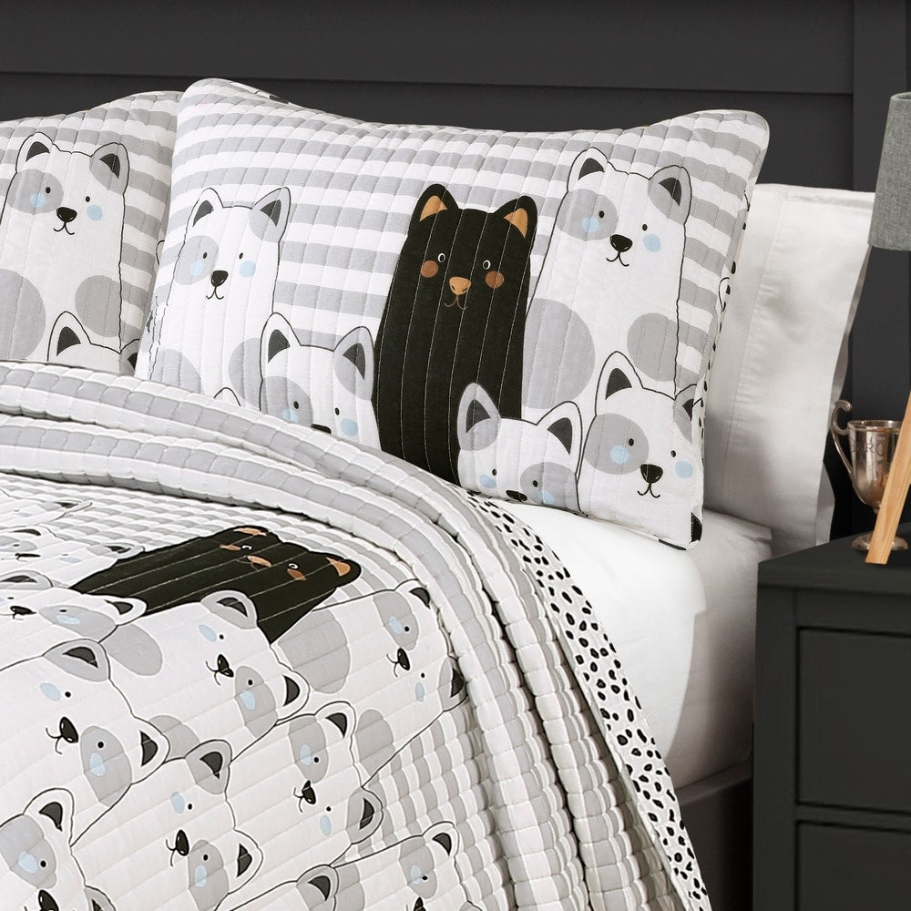 Set trapunta a righe con orsetto Lush Decor