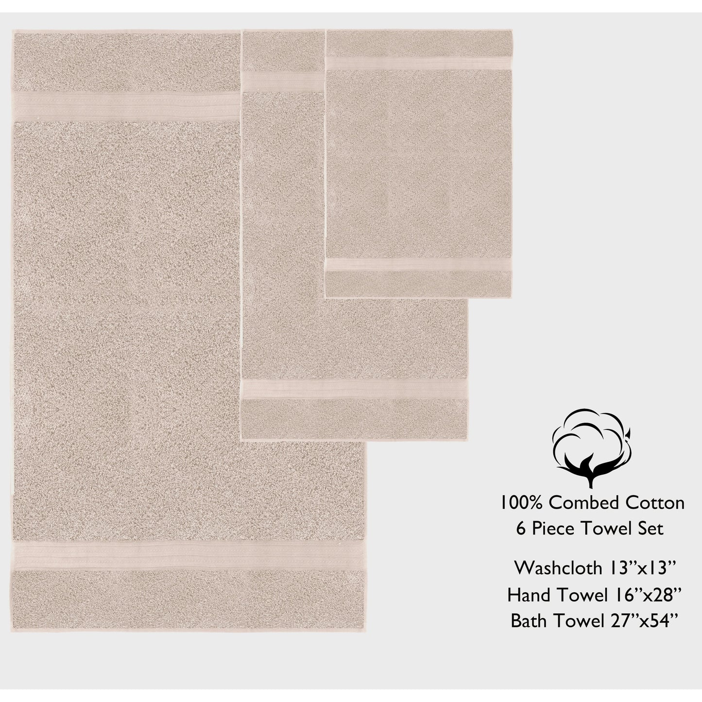 Lussuoso set di asciugamani assorbenti in cotone pettinato da 650 g/m², 6 pezzi