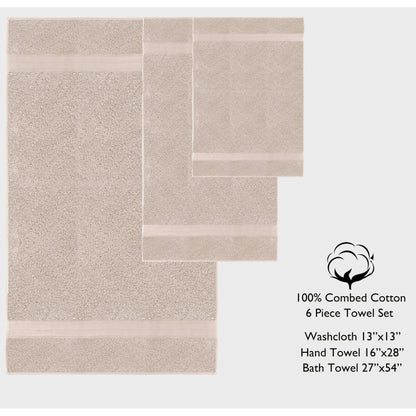 Lussuoso set di asciugamani assorbenti in cotone pettinato da 650 g/m², 6 pezzi
