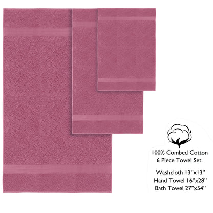 Lussuoso set di asciugamani assorbenti in cotone pettinato da 650 g/m², 6 pezzi