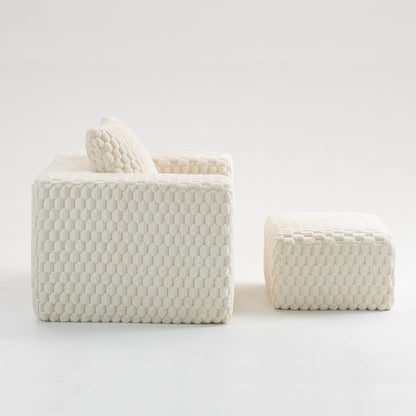 Divano a compressione in velluto a coste di lusso Lingge con pouf