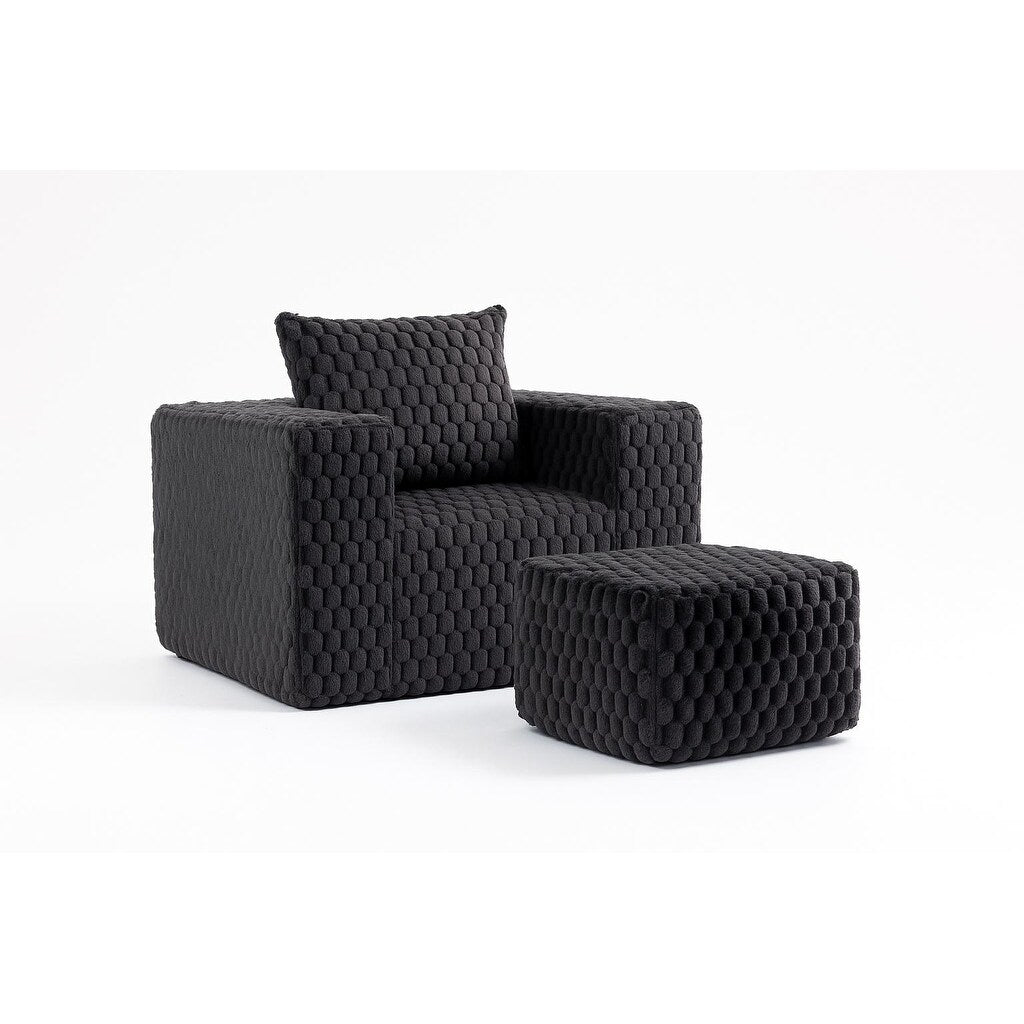 Divano a compressione in velluto a coste di lusso Lingge con pouf