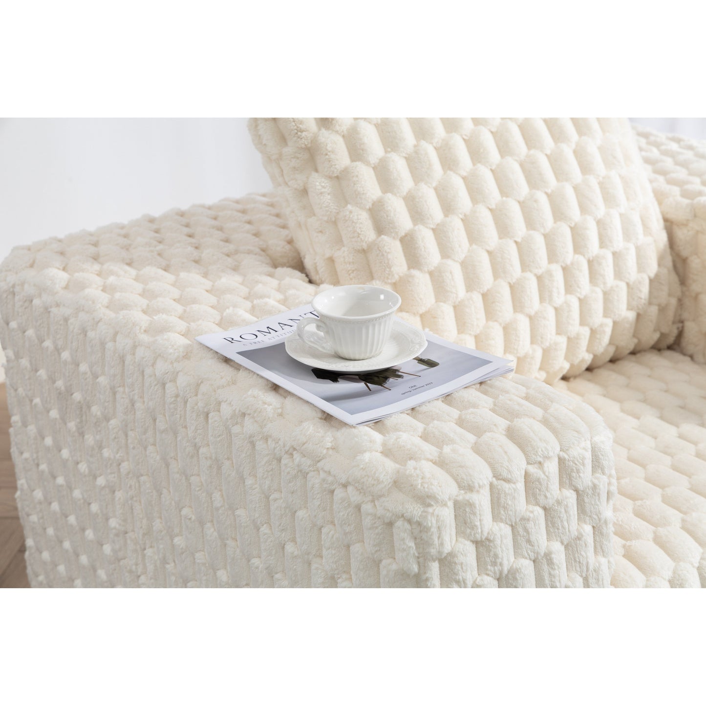 Divano a compressione in velluto a coste di lusso Lingge con pouf