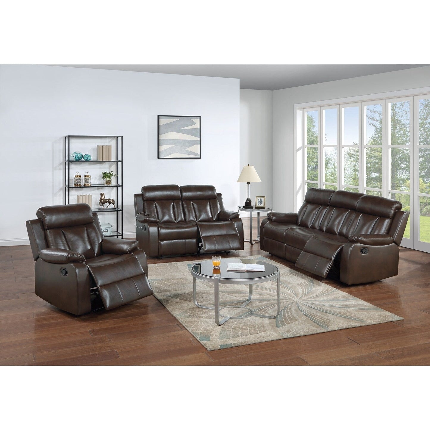 Poltrona reclinabile singola di lusso con rivestimento in similpelle in gel e funzione di reclinazione manuale