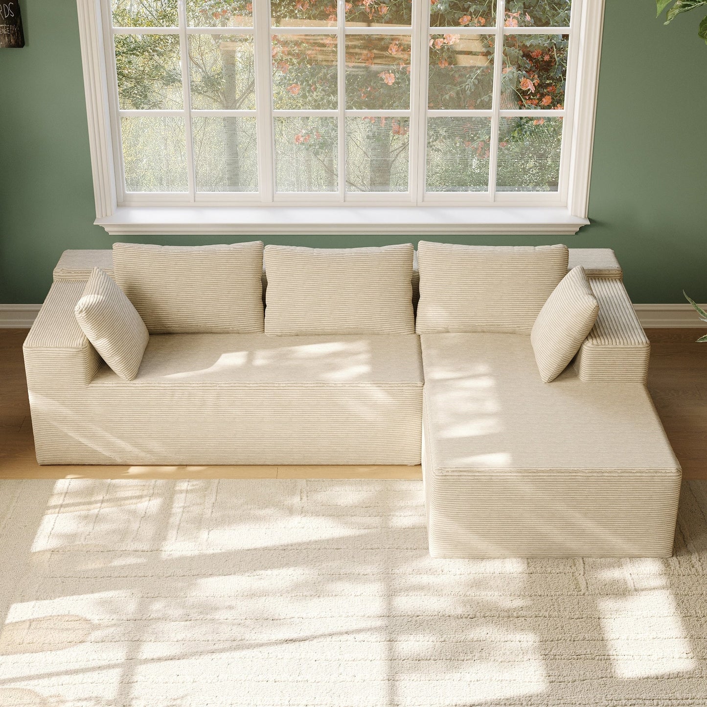 Divano componibile color crema lussuoso e confortevole