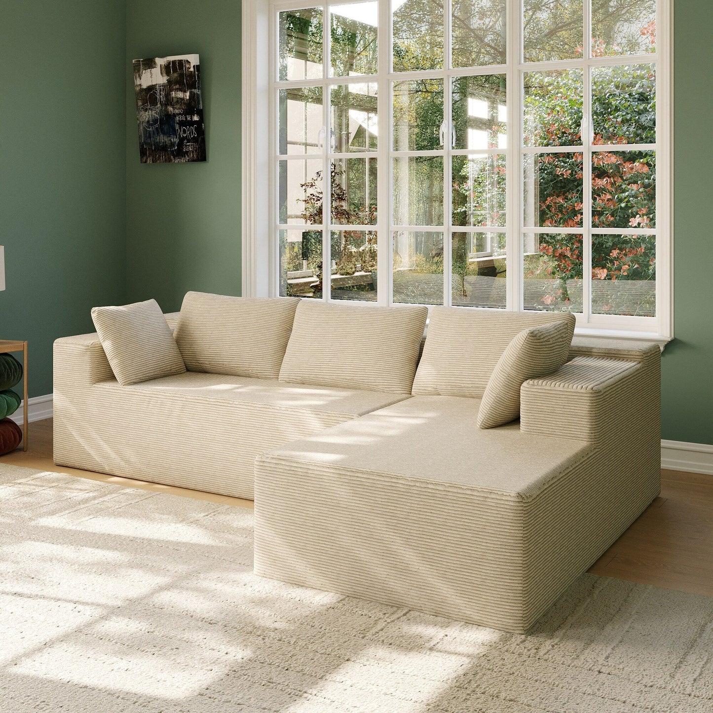 Divano componibile color crema lussuoso e confortevole