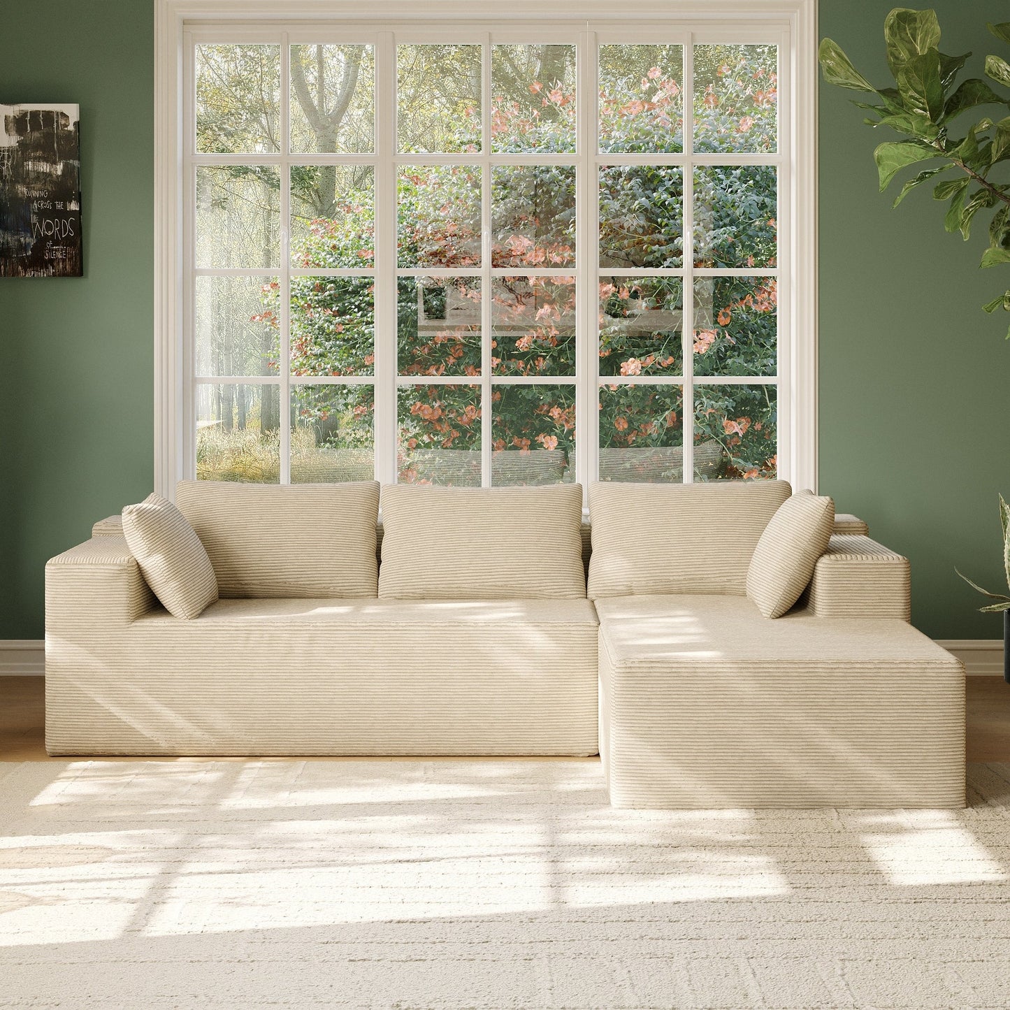 Divano componibile color crema lussuoso e confortevole