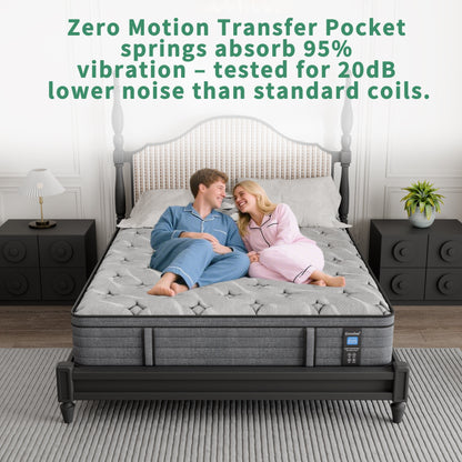 Materasso ibrido di lusso in memory foam da 12'' in una scatola, formato singolo/matrimoniale/queen size/king size, per alleviare la pressione