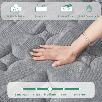 Materasso ibrido di lusso in memory foam da 12'' in una scatola, formato singolo/matrimoniale/queen size/king size, per alleviare la pressione