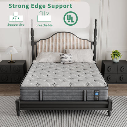 Materasso ibrido di lusso in memory foam da 12'' in una scatola, formato singolo/matrimoniale/queen size/king size, per alleviare la pressione