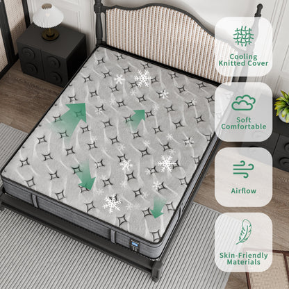 Materasso ibrido di lusso in memory foam da 12'' in una scatola, formato singolo/matrimoniale/queen size/king size, per alleviare la pressione