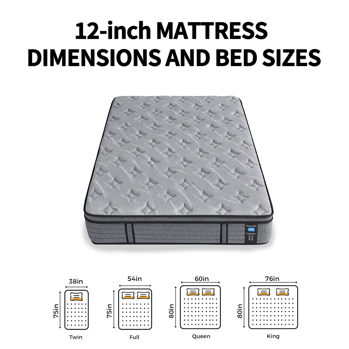 Materasso ibrido di lusso in memory foam da 12'' in una scatola, formato singolo/matrimoniale/queen size/king size, per alleviare la pressione