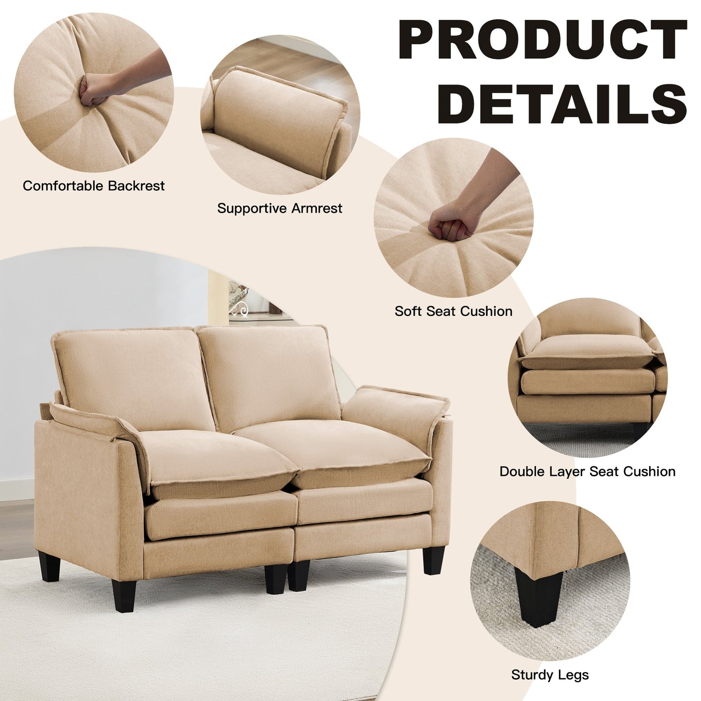 Divano di lusso a 2 posti, comfort come una nuvola, design robusto, per soggiorni e uffici