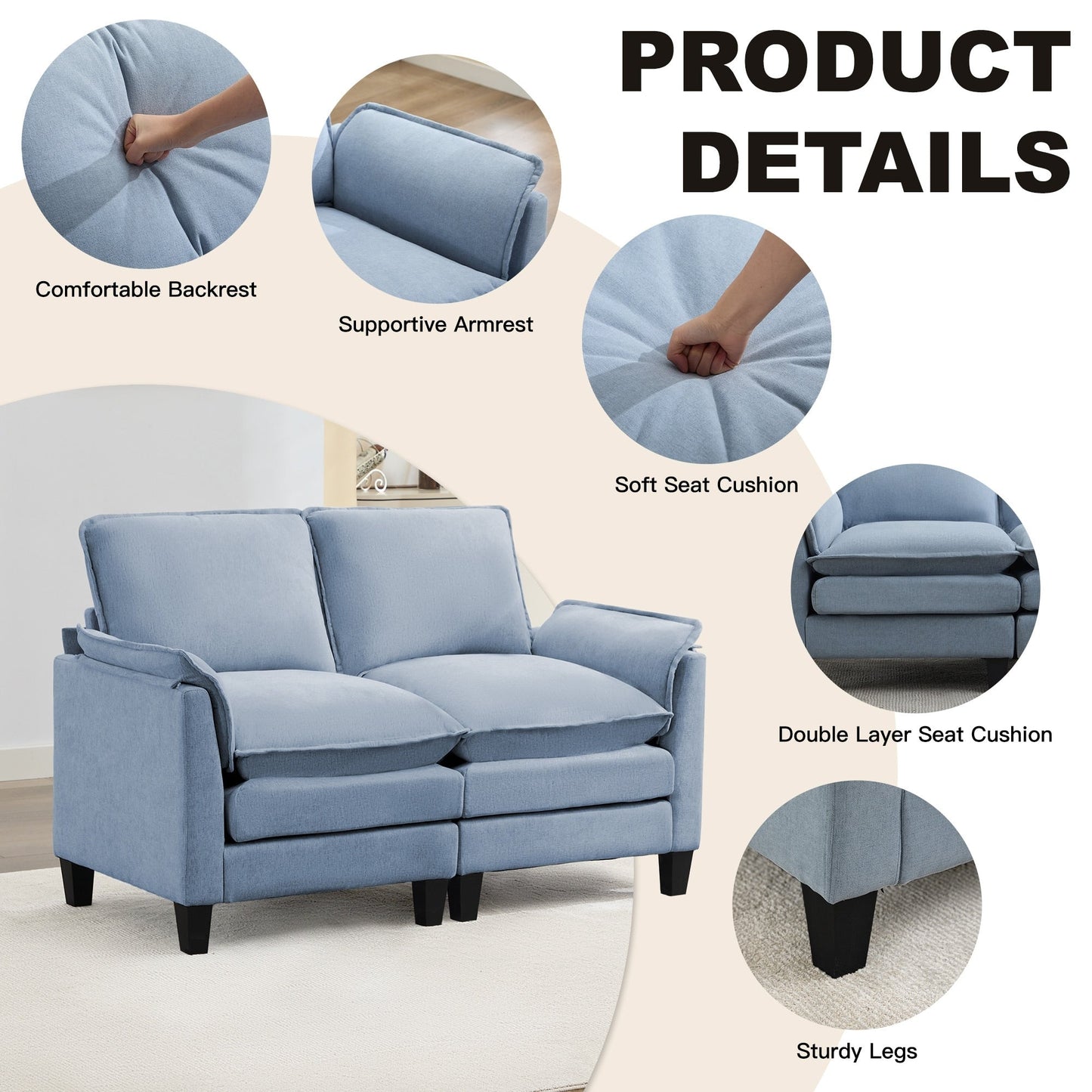 Divano di lusso a 2 posti, comfort come una nuvola, design robusto, per soggiorni e uffici