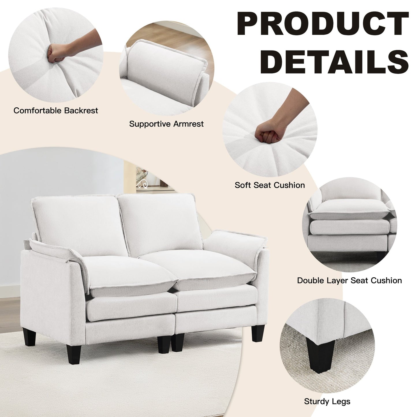 Divano di lusso a 2 posti, comfort come una nuvola, design robusto, per soggiorni e uffici