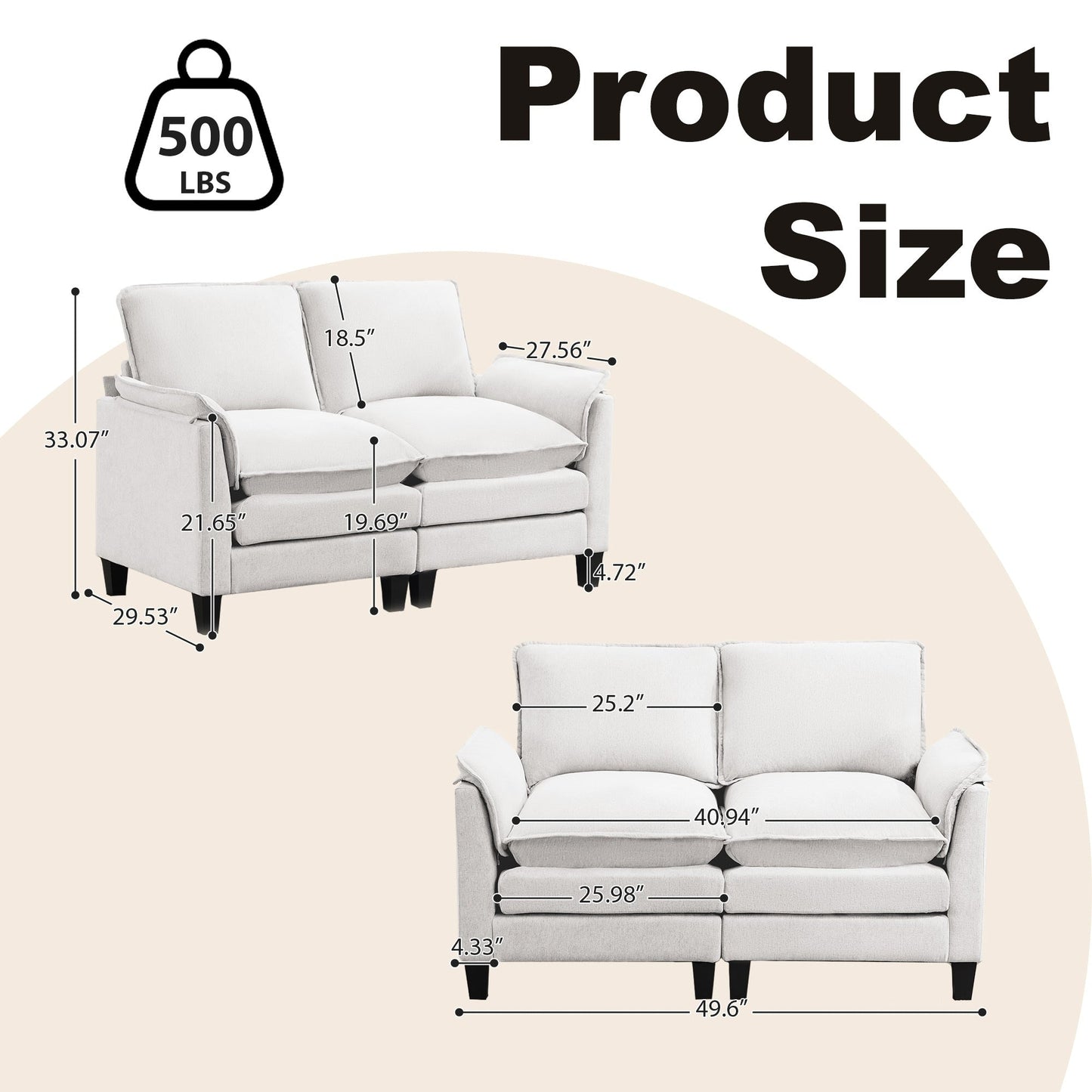 Divano di lusso a 2 posti, comfort come una nuvola, design robusto, per soggiorni e uffici