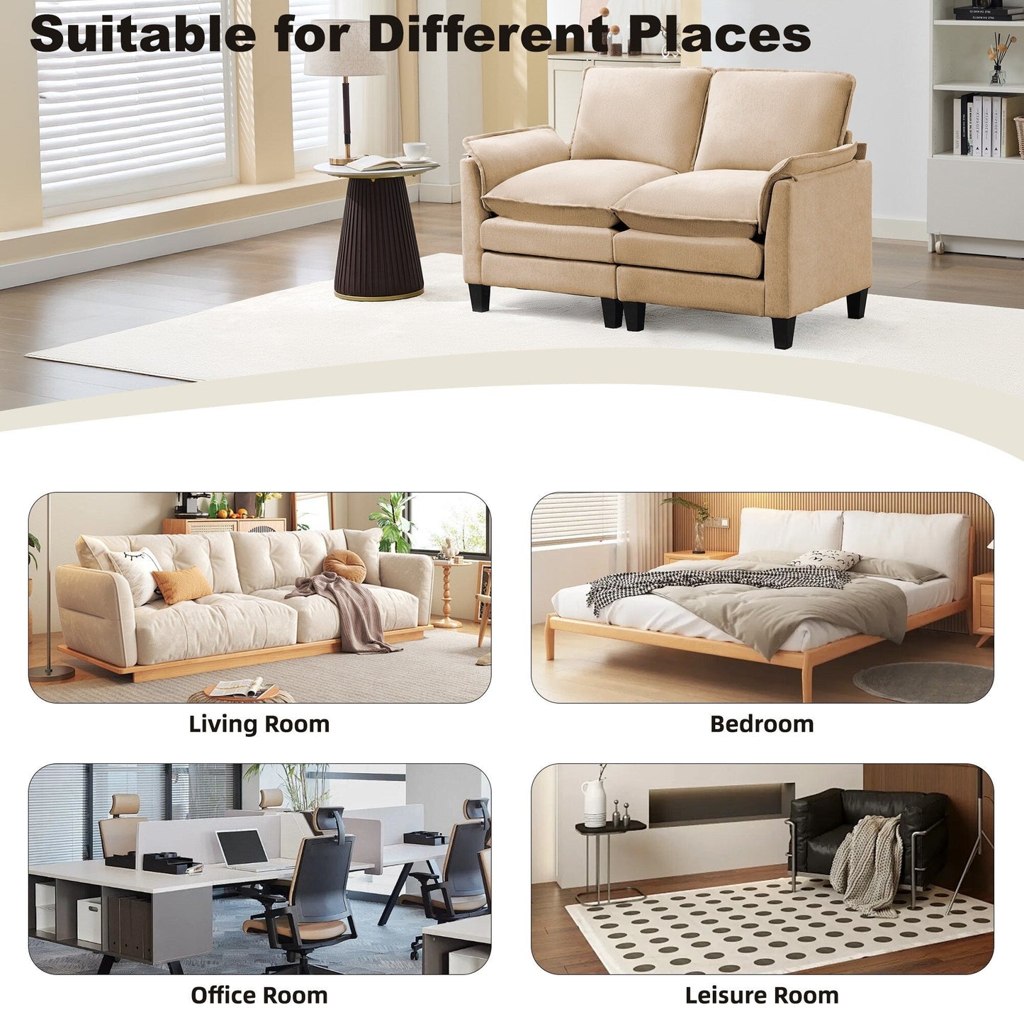 Divano di lusso a 2 posti, comfort come una nuvola, design robusto, per soggiorni e uffici