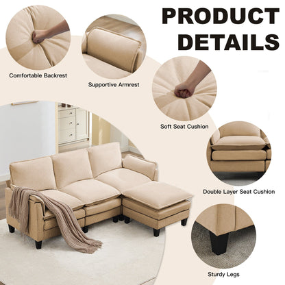 Divano di lusso a 3 posti e poggiapiedi: comfort ultra-morbido e multi-stanza