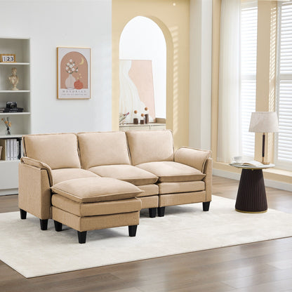 Divano di lusso a 3 posti e poggiapiedi: comfort ultra-morbido e multi-stanza