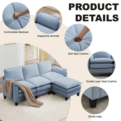 Divano di lusso a 3 posti e poggiapiedi: comfort ultra-morbido e multi-stanza